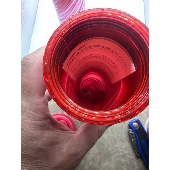 Starbucks Pink Swirl Tumbler 16 Oz / 473 Ml - Reusable Plastic Cup With Lid - Li - Picture 4 of 6